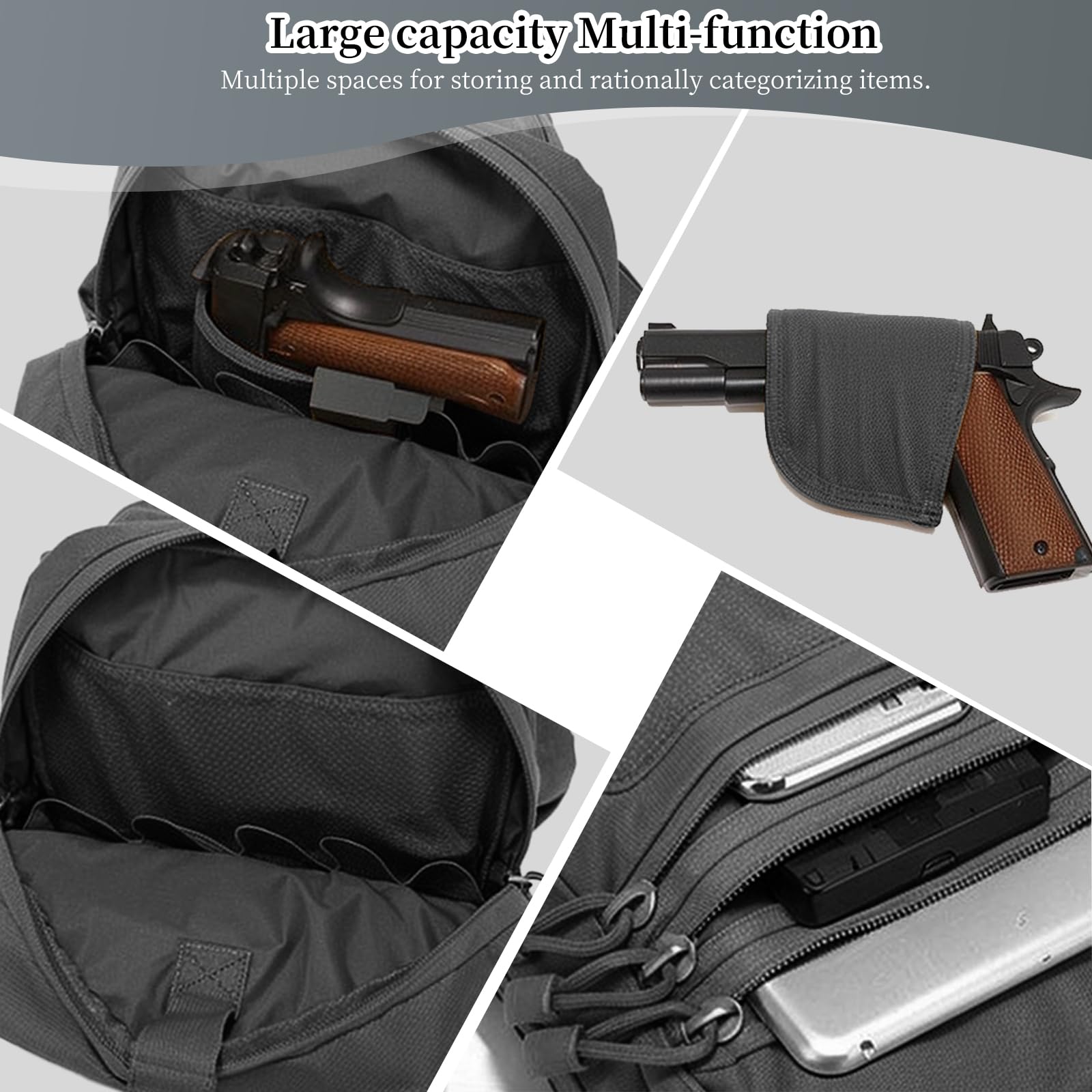 Sac à bandoulière Tactique Militaire Pistolet caché Sac de Transport Camping extérieur Chasse EDC Sac (Camouflage)
