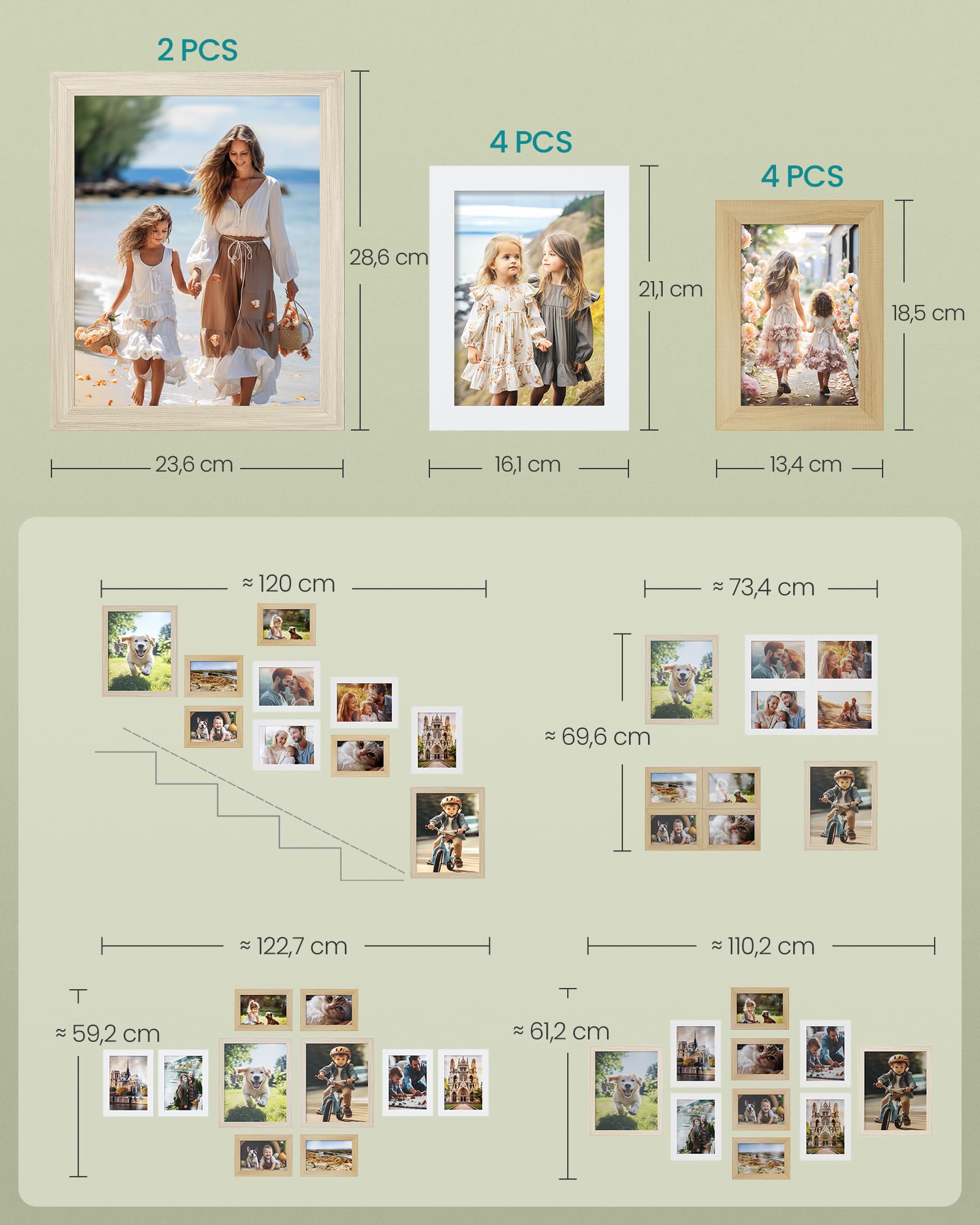 Close Up Fotolijsten set 5 stuks 10x15 cm wit premium MDF frame