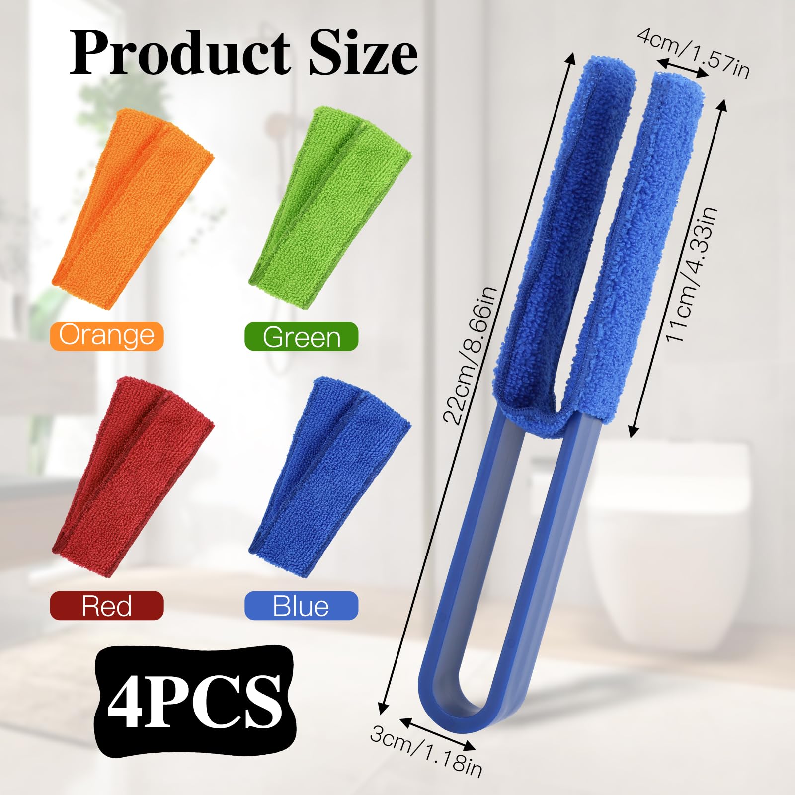 4 Pezzi Pulisci Persiane, 4 Colori Pulisci Tapparelle, Spazzola Pulisci Persiane con Rivestimento In Microfibra Lavabile, Pulisci Persiane Esterne Alluminio per Tende, Aria Condizionata