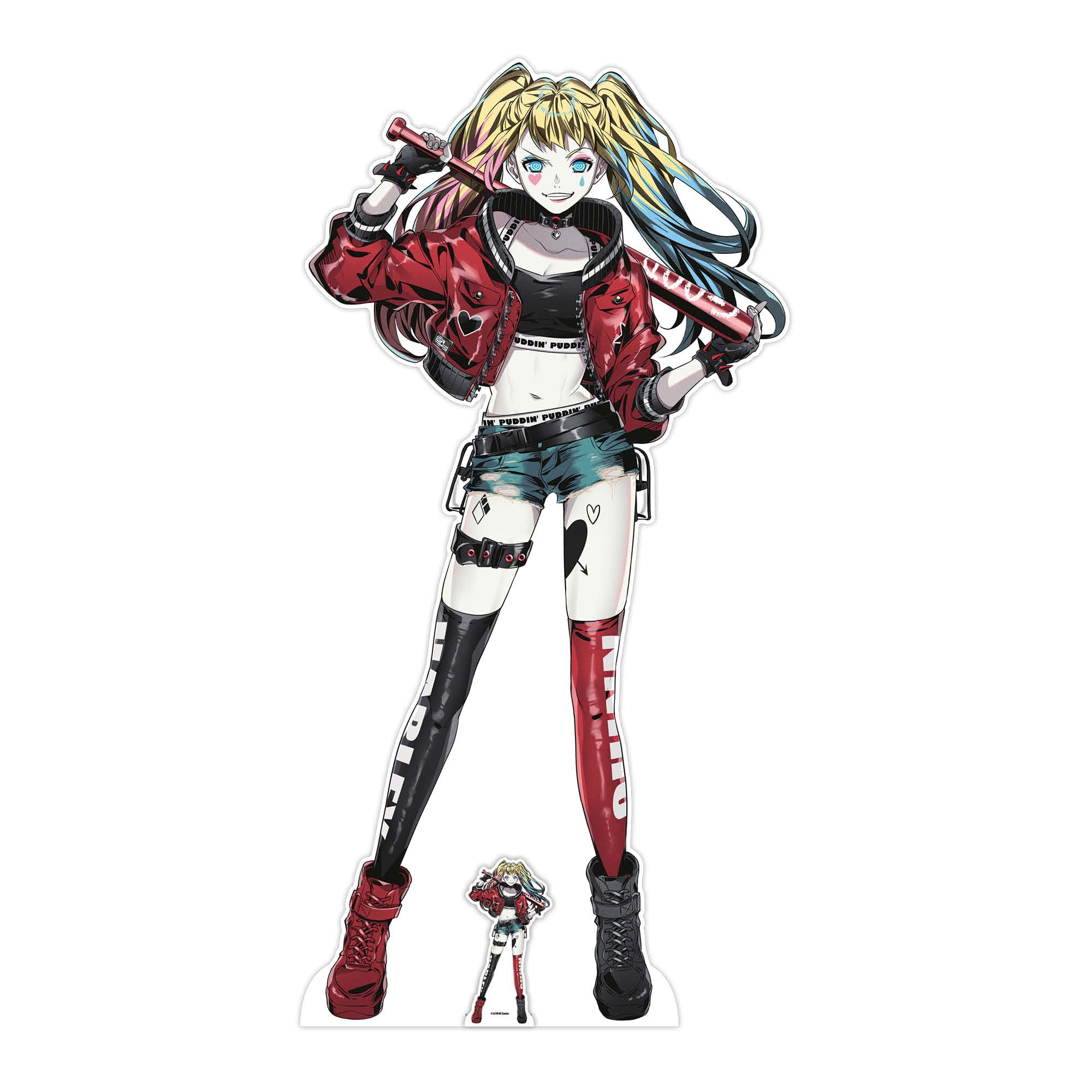 Harley Quinn Anime Style Lifesize Cardboard Cutout with Free Mini Standee
