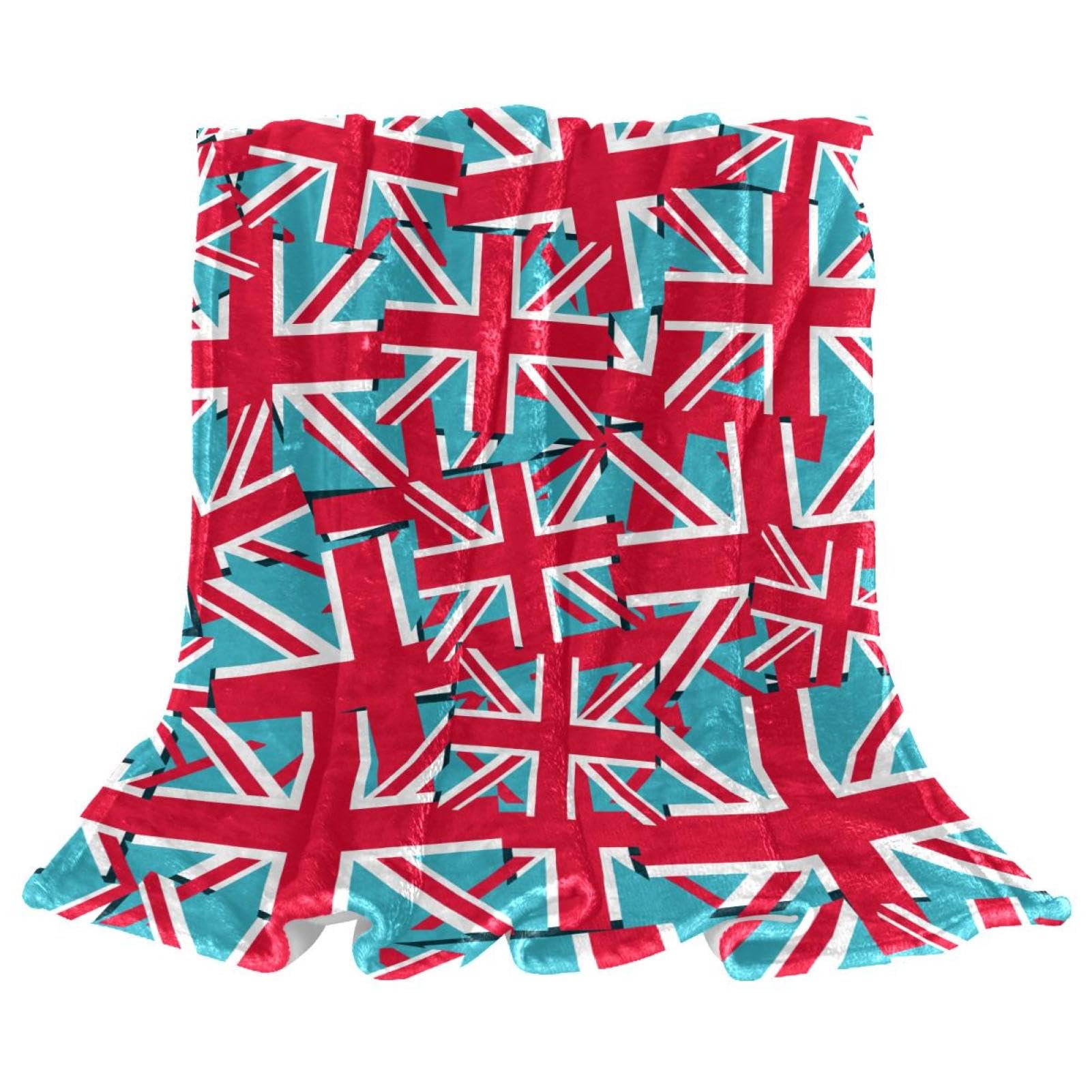 Couverture Polaire Chaude Jeté de Canapé Union Jack en Microfibre Ultra Douce