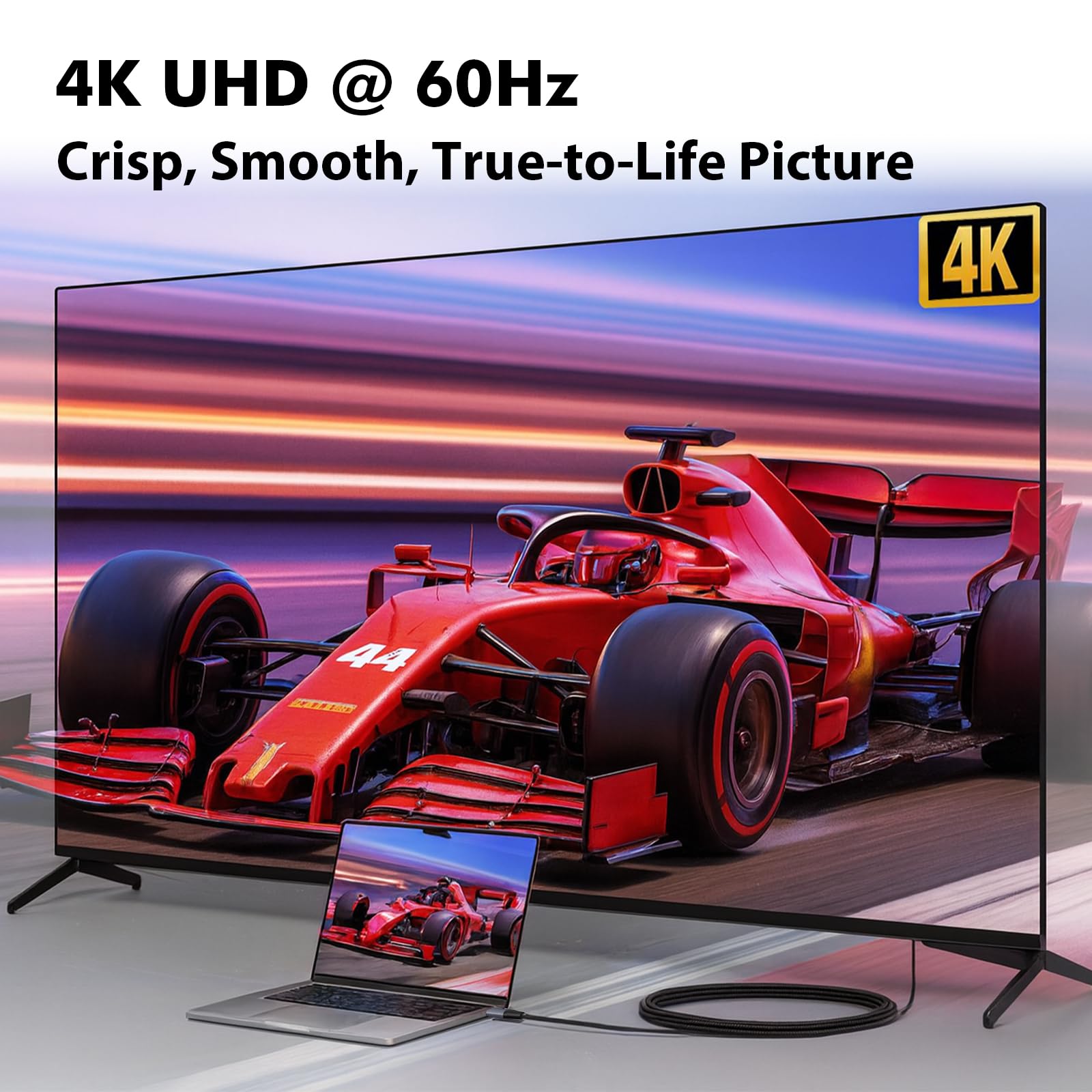 Cyberguys! Cable mini HDMI a HDMI 2.0, 4K 60Hz Ultra HD, cable trenzado bidireccional de alta velocidad de 18 Gbps con conectores chapados en oro, compatible con videocámara de cámara, proyector de