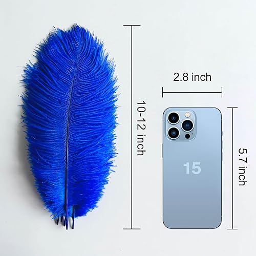 Miniatura 7 de Piokio 40 plumas de avestruz rojo natural de 10-12 pulgadas a granel para centros de mesa de fiesta de boda, decoraciones de Gatsby