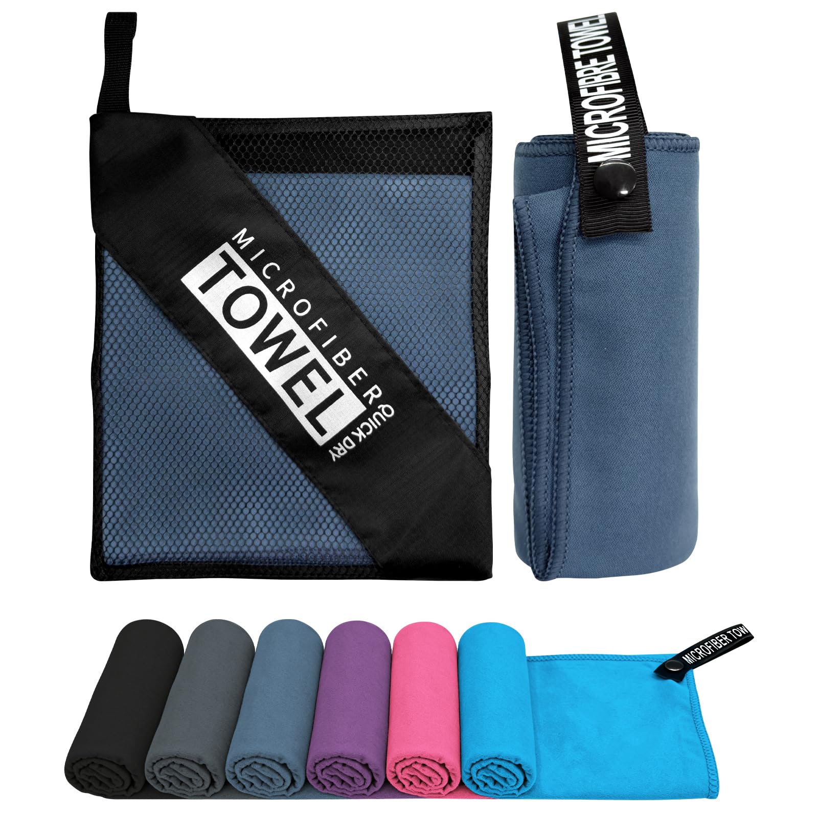 Sevenpers Microfibre Towel – Quick Dry, Super Absorbent & Ultra Lightweight, Compact Travel Towel for Gym, Beach, Swimming, Running & Camping (Navyblue, 30x100cm) — image 1