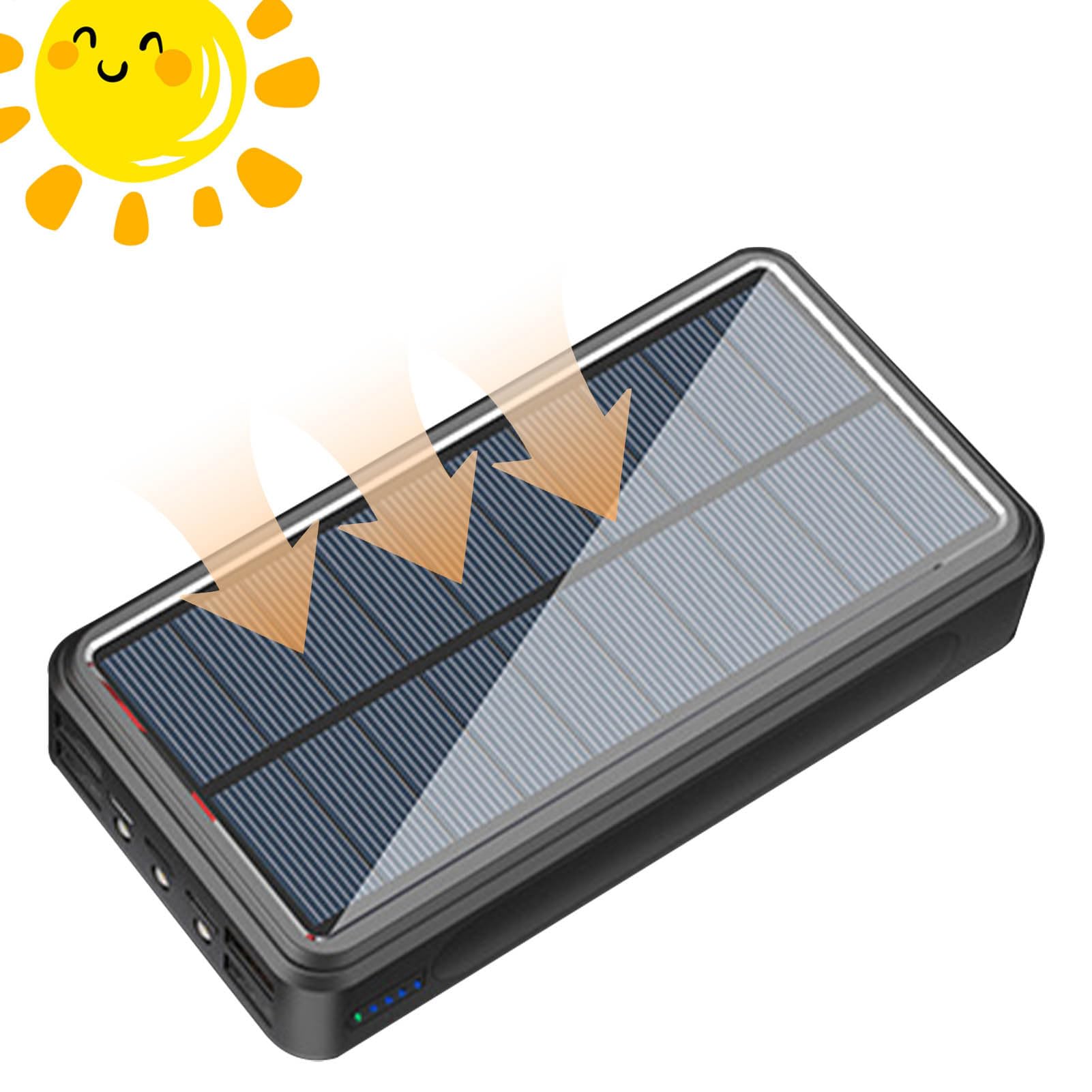 Banco de energía solar, cargador portátil de alta capacidad, batería externa impermeable de 50000 mAh, carga rápida, banco solar ligero, cargador de teléfono alimentado por energía solar para teléfono