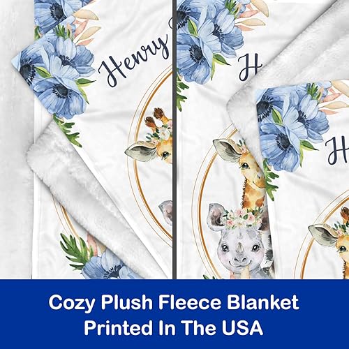 Miniatura 5 de Jump Up Manta personalizada de safari de flores para bebé, manta de bebé de animales de la selva, guardería de safari para bebé, manta de bebé con