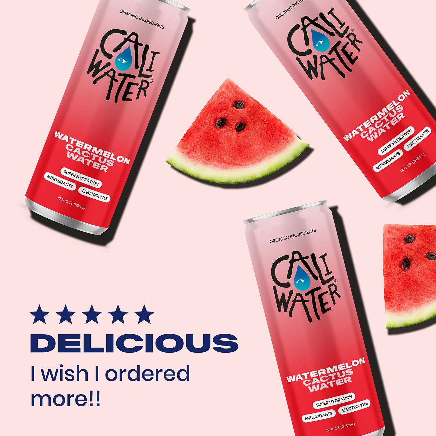 CALIWATER Organic Cactus Water 12 Pack (Watermelon) Coconut Water Alternative - 5 Electrolytes, 7g of Sugar, 35 Calories - Natural Plant Based Hydration - Skin Care Benefits - Non GMO - 12 fl oz