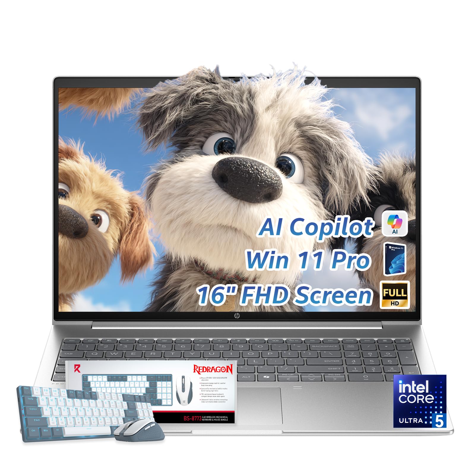 HP ProBook 460 G11 Business Laptop, 16" FHD Display, Intel Core Ultra 5 125U (Beats i7-1355U), 8GB DDR5 RAM, 512GB PCle SSD Lifetime Win 11 Pro with Al Copilot, Wi-Fi6, Wolf Security, Patented KB Kit