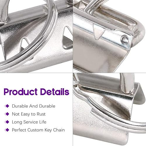 Miniatura 5 de Swpeet 45 piezas de accesorios plateados para llavero de 4/5 pulgadas con mordazas curvadas
