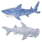 Bedwina Stuffed Animal Sharks - Pack of 2 Extra-Large, 20 inch Mako & Hammerhead Plush Shark Toys, Stuff Animals Toy, for Baby Toddlers & Kids
