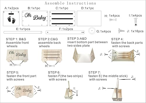 Miniatura 8 de Cestas de regalo para baby shower, armario de madera para bebés y niñas recién nacidos, caja de madera con asa y ruedas, cesta de decoración