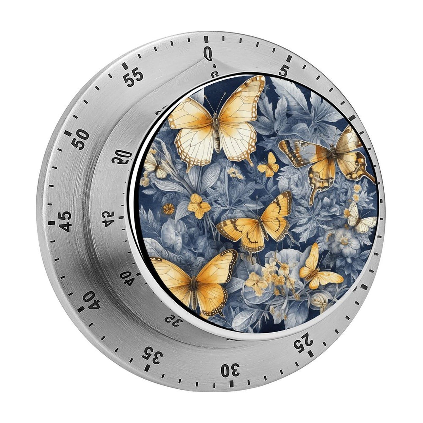 Adfgyerh Style Several Species Of Butterflies Timer For Cooking, Kitchen Timer Magnetic No Batteries Required, Mechanical Timer With Loud Alarm, For Fitness Baking Exercise Oven