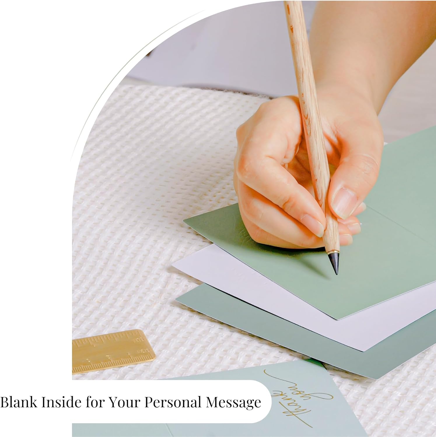 Gold Foil Thank You Cards - Bulk Pack of 40, 5x3.5 Inch with Matching Stickers & Envelopes (Green) Textured Surface for a Unique Feel - Suitable for Baby Shower, Wedding, Small Business, Graduation - Image 5