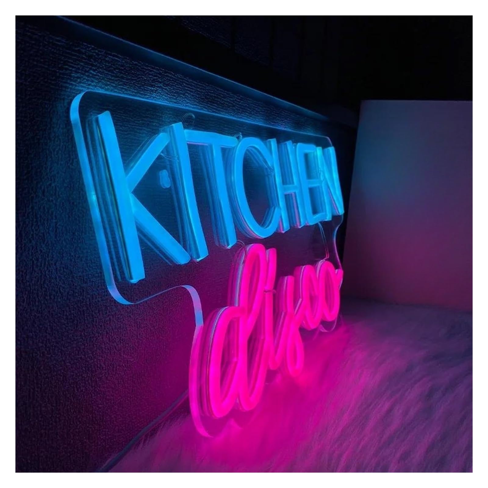 néon signe Enseigne Lumineuse Kitchen Disco À Intensité Variable, Alimentée Par USB, Pour Bar, Cuisine, Café, Restaurant, Fête, Décoration Murale, 41cmx22.5cm