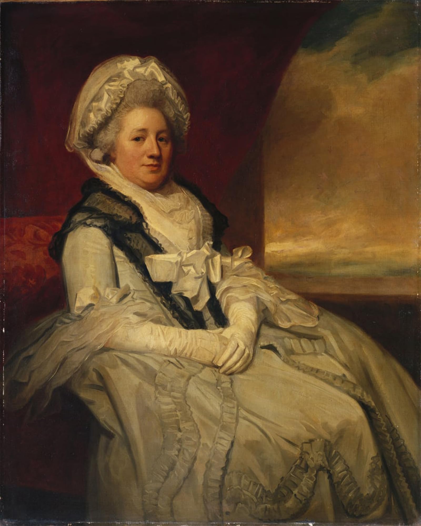 ARTXLXXBN Famous Print Painting Colorful Art Print Portrait of Mrs Uppleby Seated Three quarter Length by George Romney Canvas Art Decorations for Home Decor 60x90cm