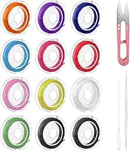 Gummiband für Armbänder, 12 Rollen 0,5mm Perlenfaden, Elastische Schnur für Armbänder, Dehnbare Fadenschnur, Dehnbare Schnur, Perlenschnur für die Herstellung von Halsketten und Schmuck