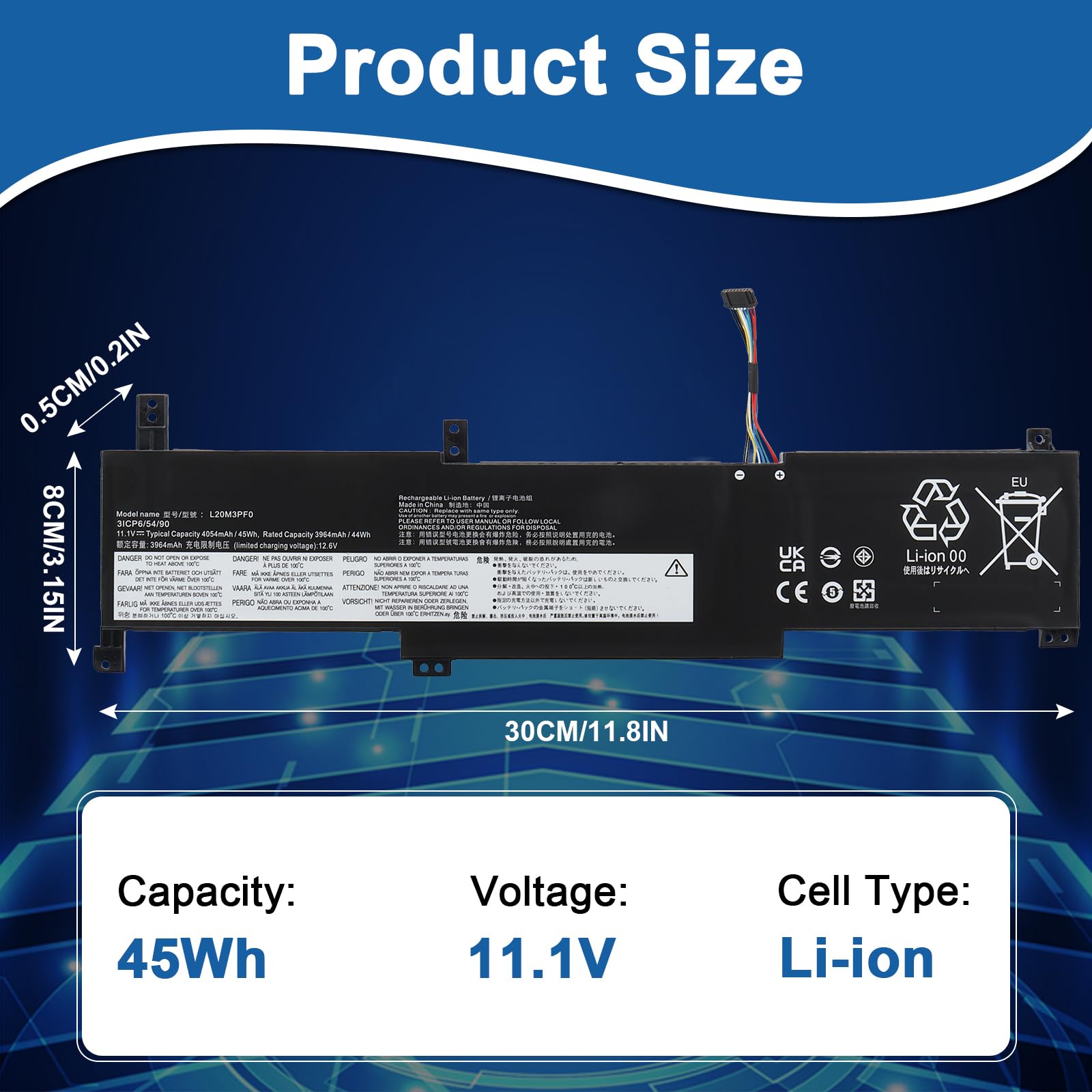 L20M3PF0 L20C3PF0 L20L3PF0 Batería de Portátil Compatible con Lenovo IdeaPad 3 3-17ITL6 S14 V14 V15 G3-IAP V17 K14 Series 3ICP6/54/90 11.1V