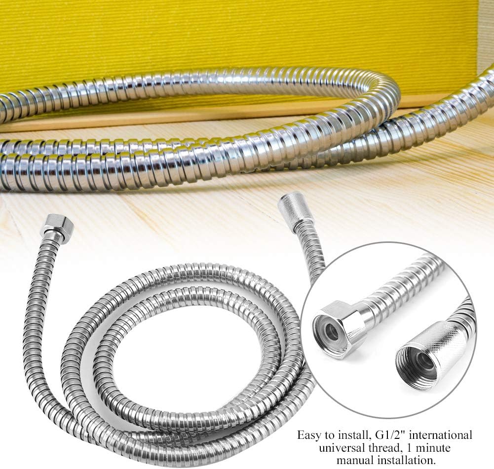 59 Inch Stainless Steel Shower Hose, Flexible Replacement Pipe Metal Hose with Brass Fittings for Bathroom Shower Systems