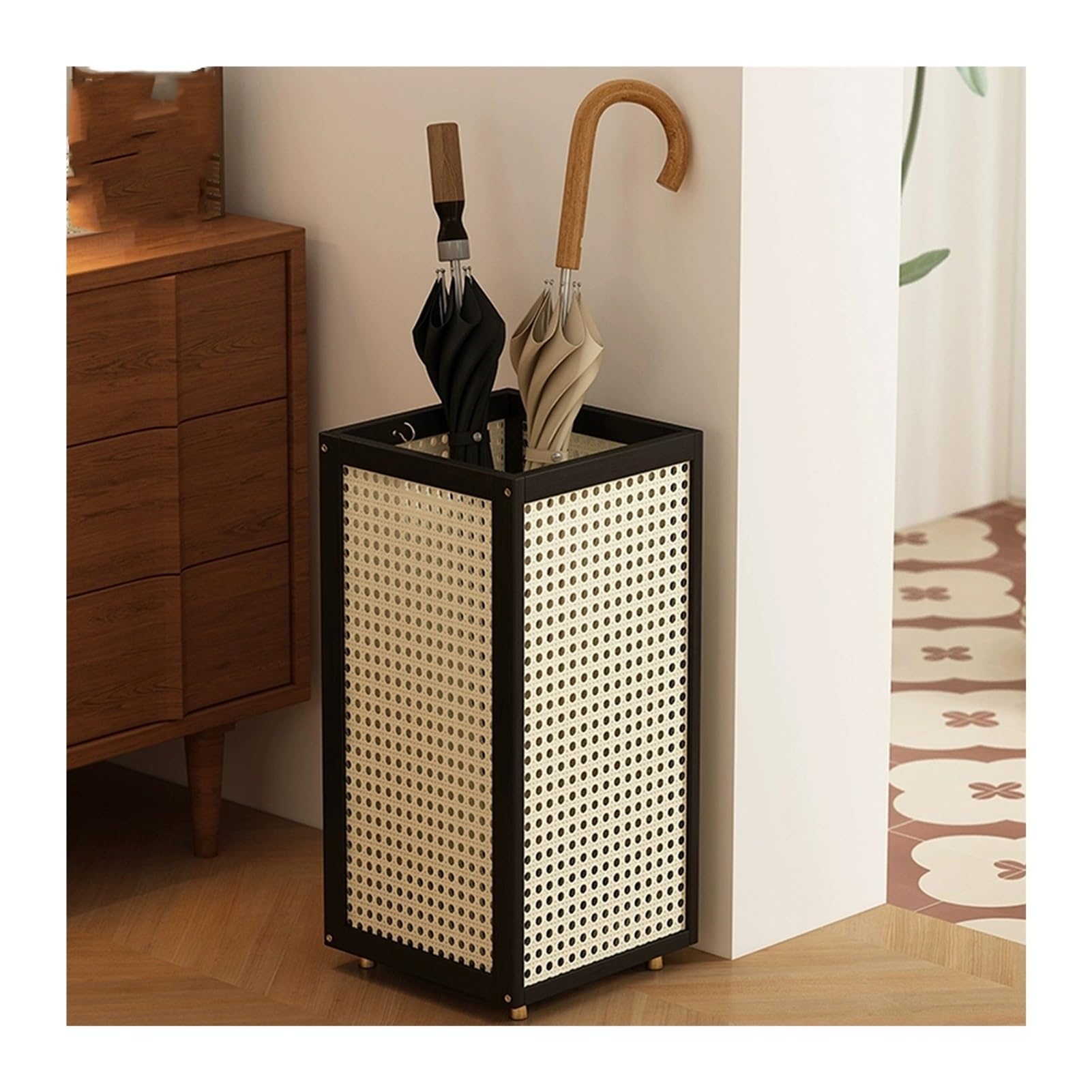 FCXWEVR Metal Umbrella Stand Rack 51cm Tall Freestanding nizer with Removable Drip Tray Stylish Black Design Easy to Use Perfect for Home & Office Storage