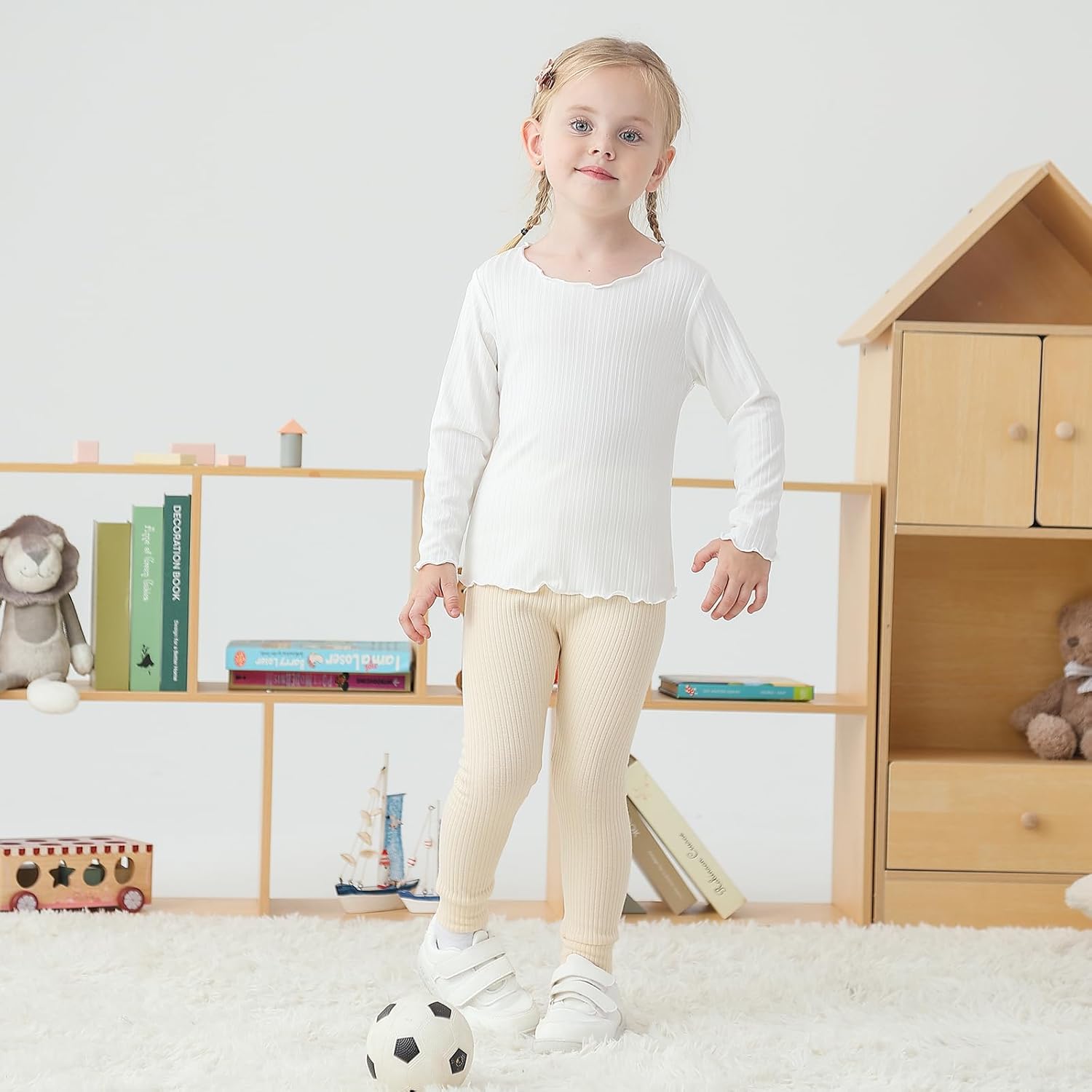 Baby Girl Boy Solid Ribbed Pants Toddler Leggings Girl Sweatpants Organic Cotton Jogger Pants 3 Pack - Image 3