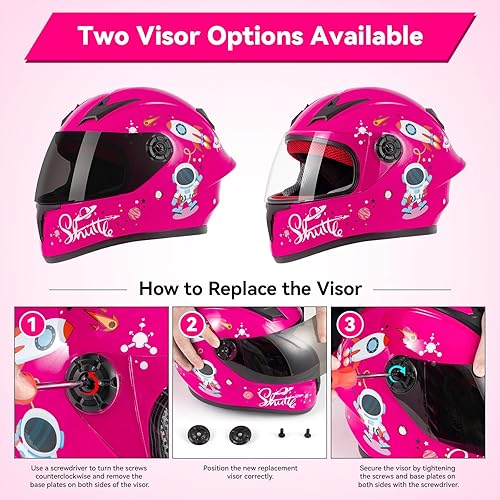 Miniatura 6 de Casco de motocicleta para niños, casco de cara completa para jóvenes, casco ligero aprobado por DOT para motocross, ATV, todoterreno, cascos para