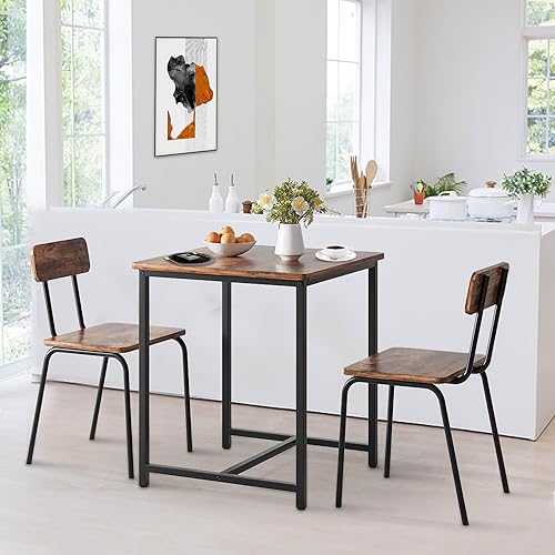 Miniatura 2 de KCMYOUNG Juego de mesa de comedor para 2  Mesa de cocina para 2, mesa de cocina cuadrada de madera para espacios pequeños, juego de mesa de desayuno