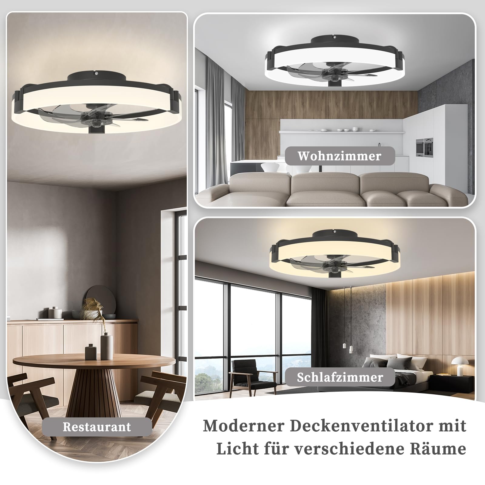 Deckenventilator Mit Beleuchtung,50cm lampe mit ventilator Und Fernbedienung,50W,4000Lm LED Dimmbare deckenleuchte mit ventilator,DC,Timer, Deckenlampe Mit Ventilator Für Schlafzimmer Wohnzimmer