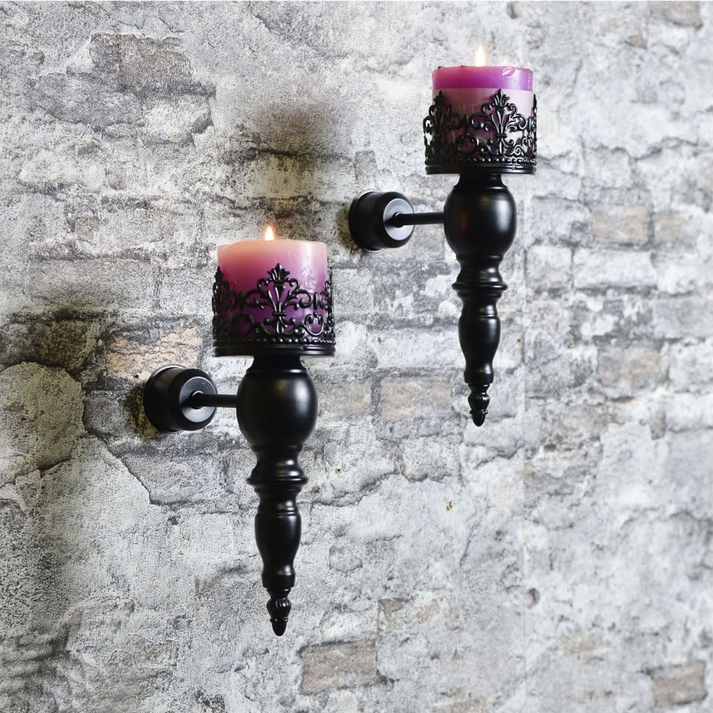 2pack Wall Candle Sconces Iron Candleholder Home Wall Art Decoration(Silver)