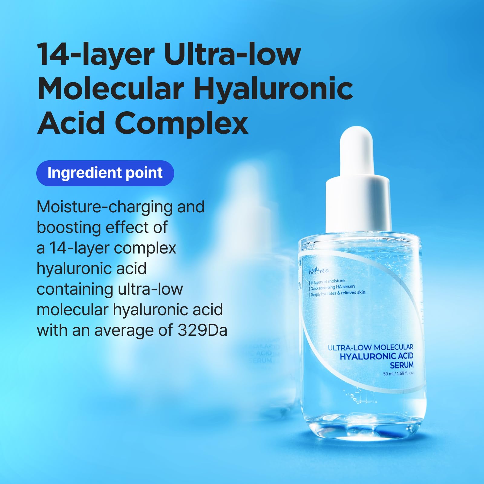 ISNTREE Ultra-Low Molecular Hyaluronic Acid Serum 1.69 fl.oz | Vegan Korean Skincare | 14-Complex Hyaluronic Acid | Deep Hydration | Lightweight & Fast-Absorbing 2