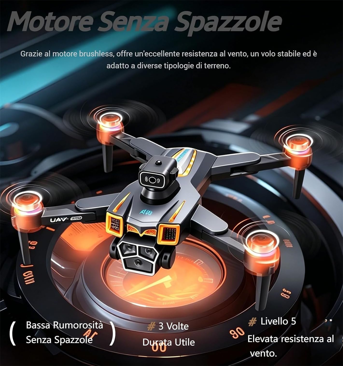 Drone con Telecamera GPS con 5.9 Pollici Schermo RC Quadricottero Pieghévole con Effetti di Luce Telecamera HD Evitamento Ostacoli Ritorno Automatico Motore Brushless Droni per Principianti e Adulti