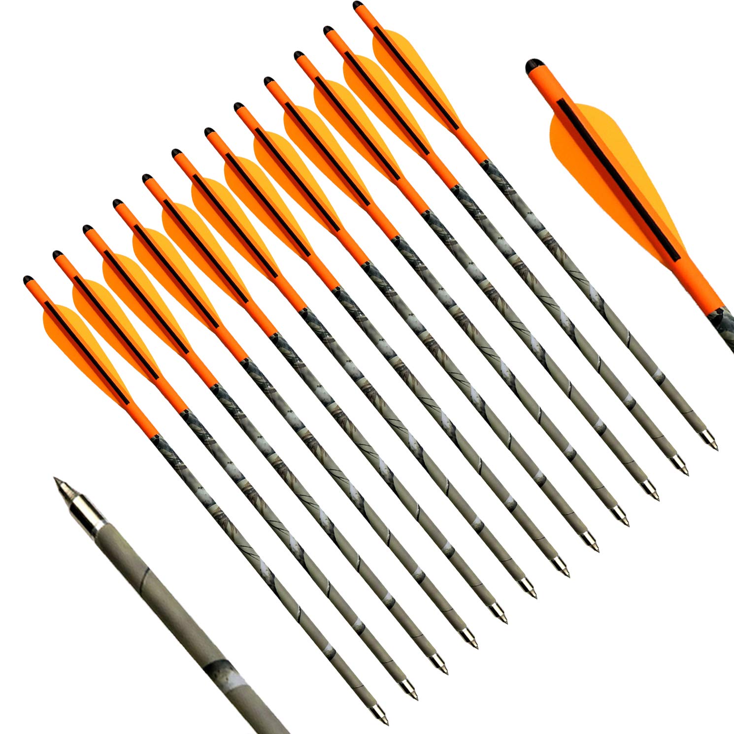 XIXILI 12pcs Crossbow Bolts Arrows 17/20/22 Inch Hunting Archery Arrows，with Changeable Tips in Carbon Crossbow Bolts Arrows for Outdoor Practice and Hunting (17 inch)