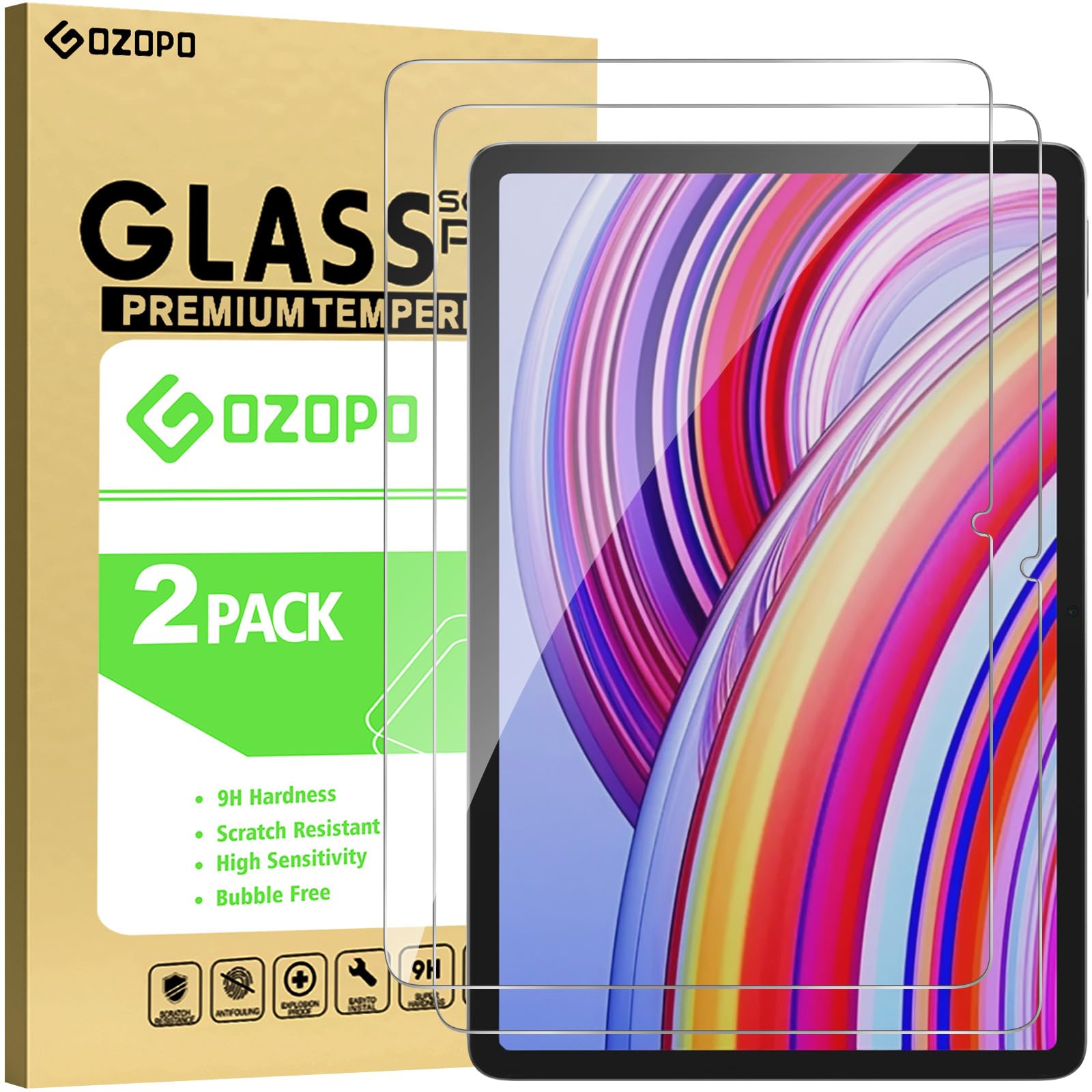 Heioloo [2 Pezzi Vetro Temperato per Xiaomi Redmi pad 2 Pro 12.1, [2+2 Pezzi] Pellicola Protettiva con Pellicola Fotocamera, Senza Bolle, 9H Durezza, Anti Graffi, Anti-Impronte