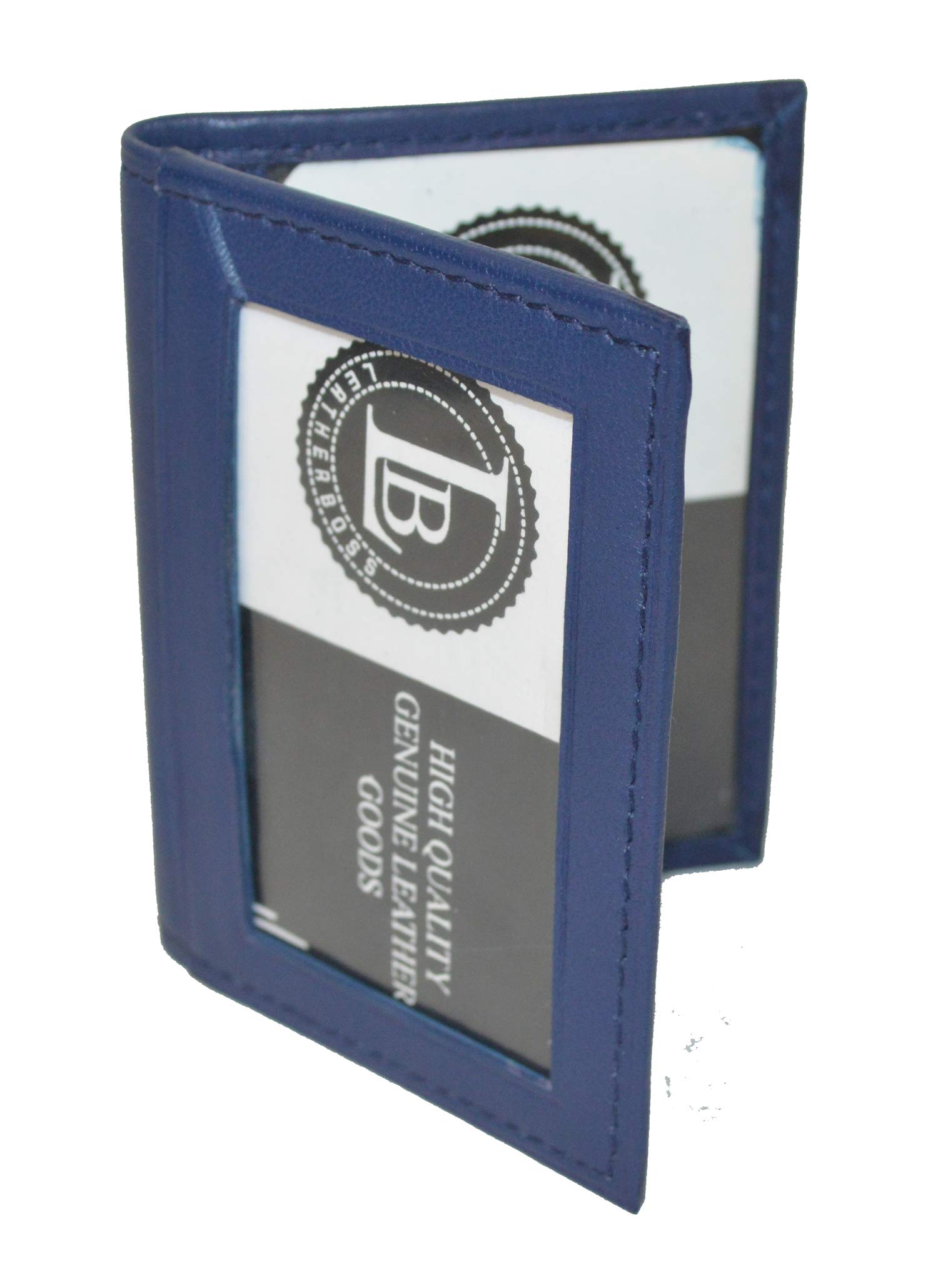 Slim Thin Leather Credit Card Triple ID Window Mini Wallet Bifold Driver License Safe (Blue)