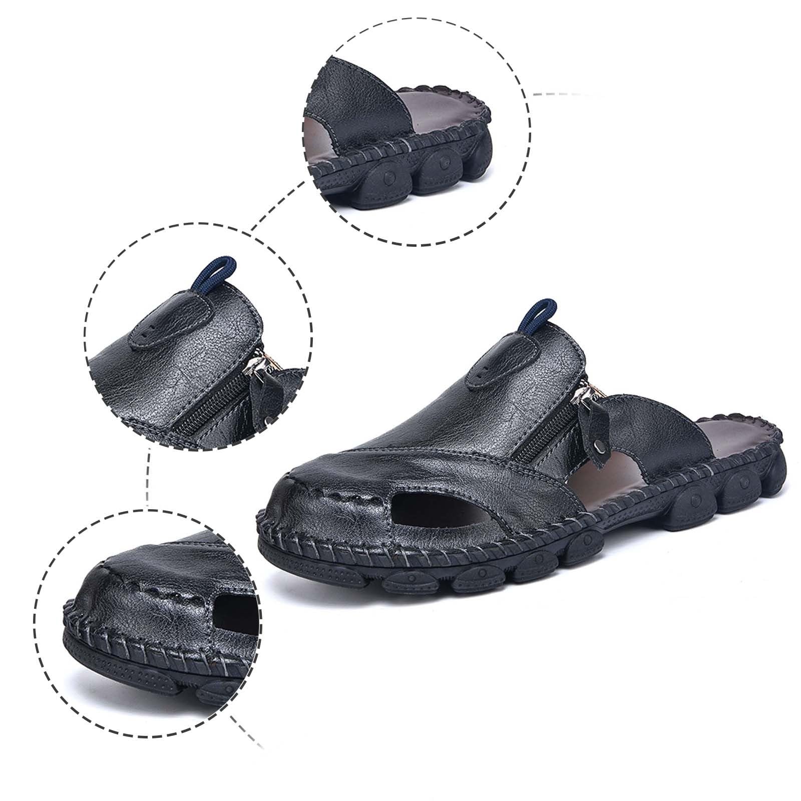 Sandalias Trekking Hombre Suela de Goma Malla Transpirable con Bandas Ajustables Talla Grande Zapatillas Deportivas Playa Abiertas Punta Cerrada Chancla Zapatilla Calzado Antideslizante Comodo