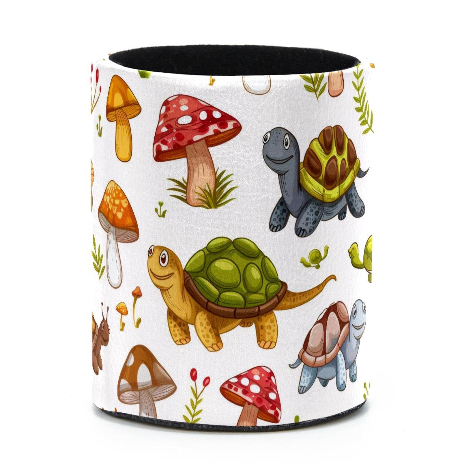 VAPOKF Round Pencil Holders for Desk, Mushrooms Turtles Pen Holders Pen Pot Makeup Brushes Storage Desktop Stationery Supplies Organiser for Home Office