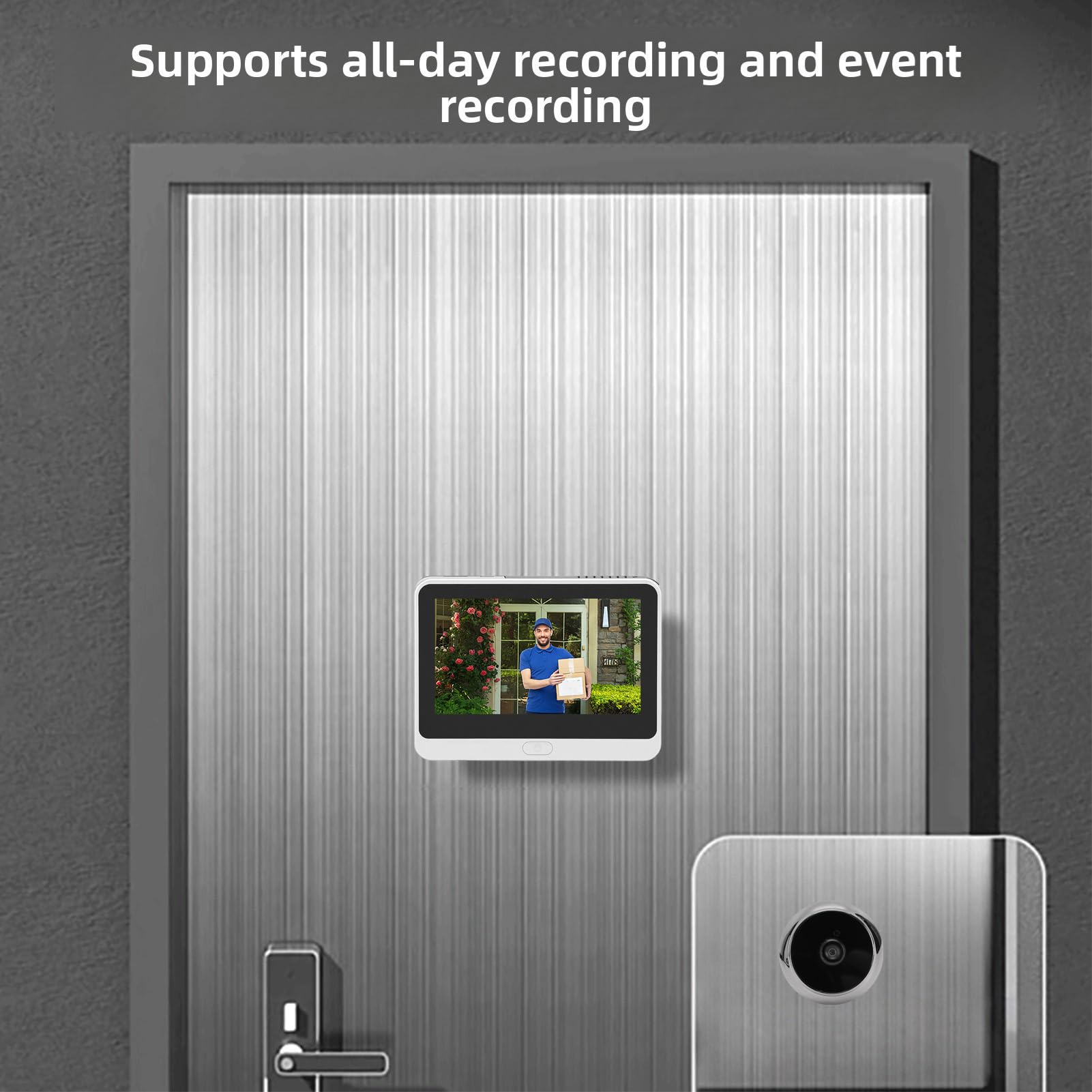 Timbre con Vídeo Inteligente 1080P, Timbre Visual Inteligente con Pantalla LCD de 4,3 Pulgadas Detección de Movimiento PIR Reducción de Ruido de Conversación Bidireccional, para