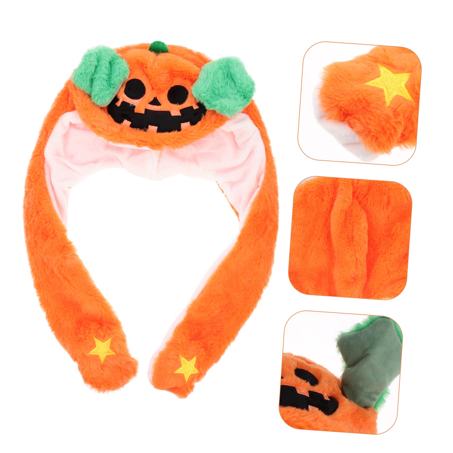 VICASKY 4 Piezas Sombrero En Movimiento De Halloween Gorro Con Orejas Saltadoras Tapones Para Mover Las Orejas Sombreros De Disfraces Sombreros De Animales Felpa Corta Orange