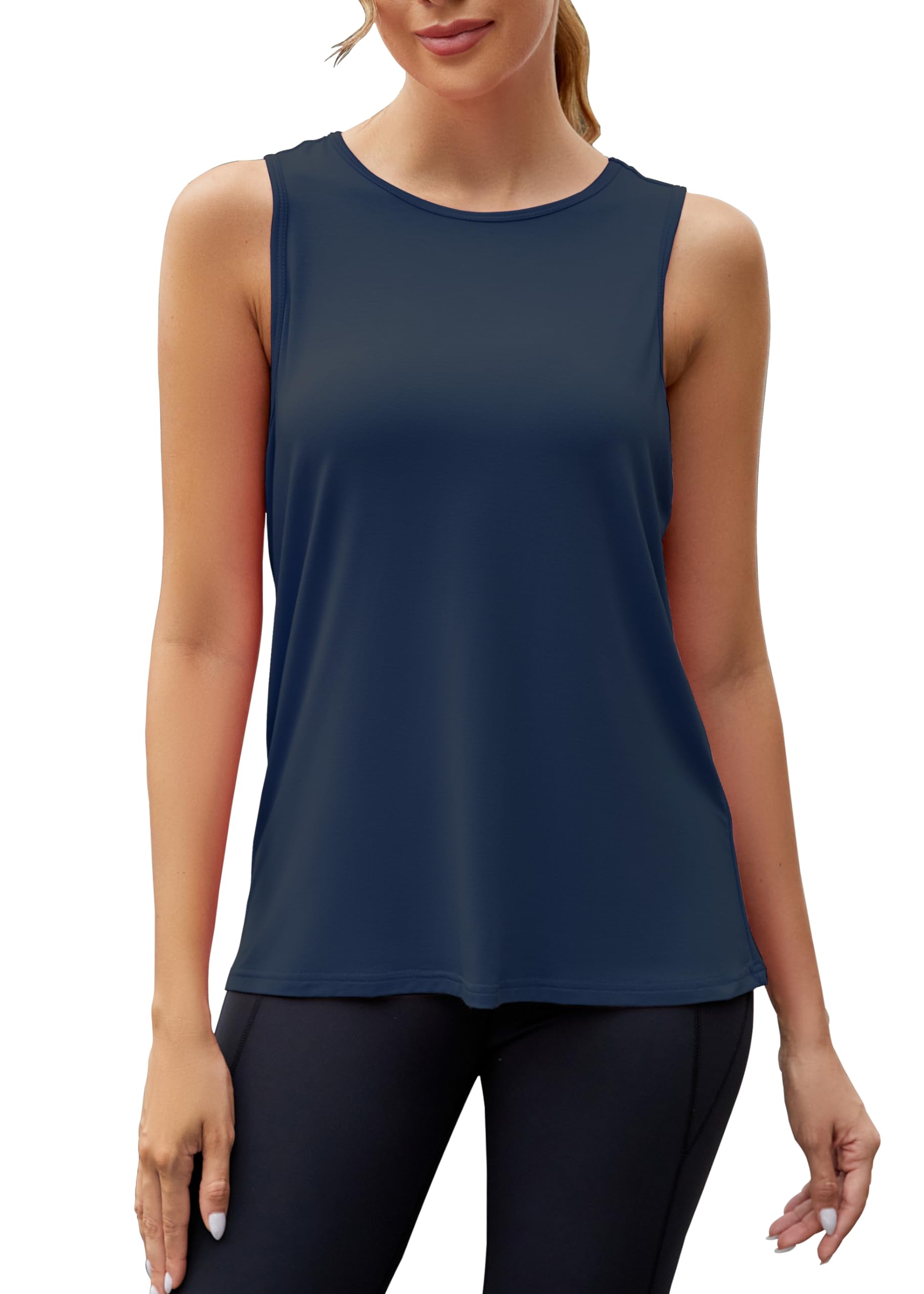 Mippo Camisetas de entrenamiento para mujer, holgadas, de malla, atléticas, sin mangas, para yoga, correr, gimnasio