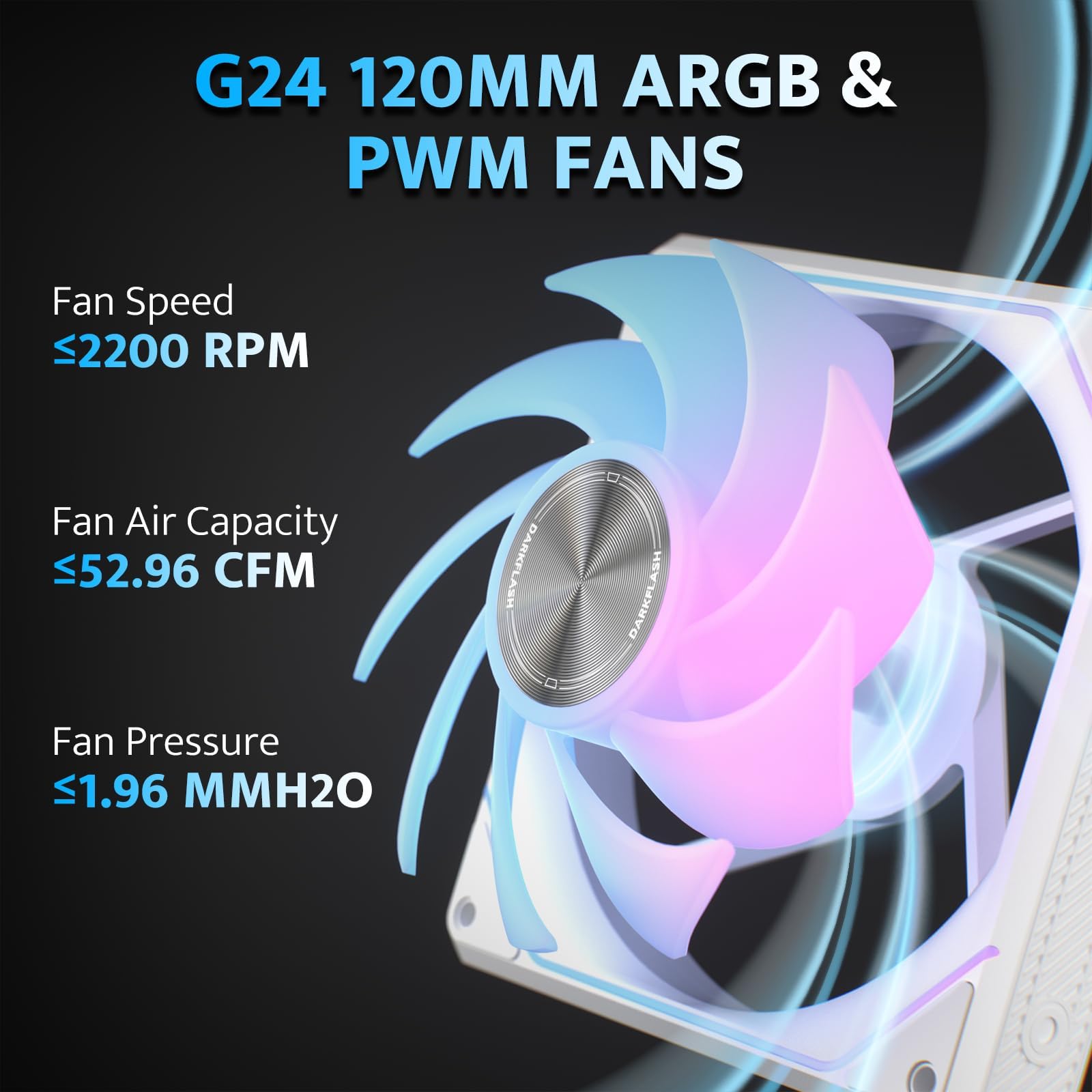 darkFlash G24 - Ventole magnetiche ARGB per case PC, 120 mm, confezione da 3, installazione senza attrezzi, raffreddamento fino a 2200 giri/min, PWM a 4 pin, sincronizzazione con software RGB della