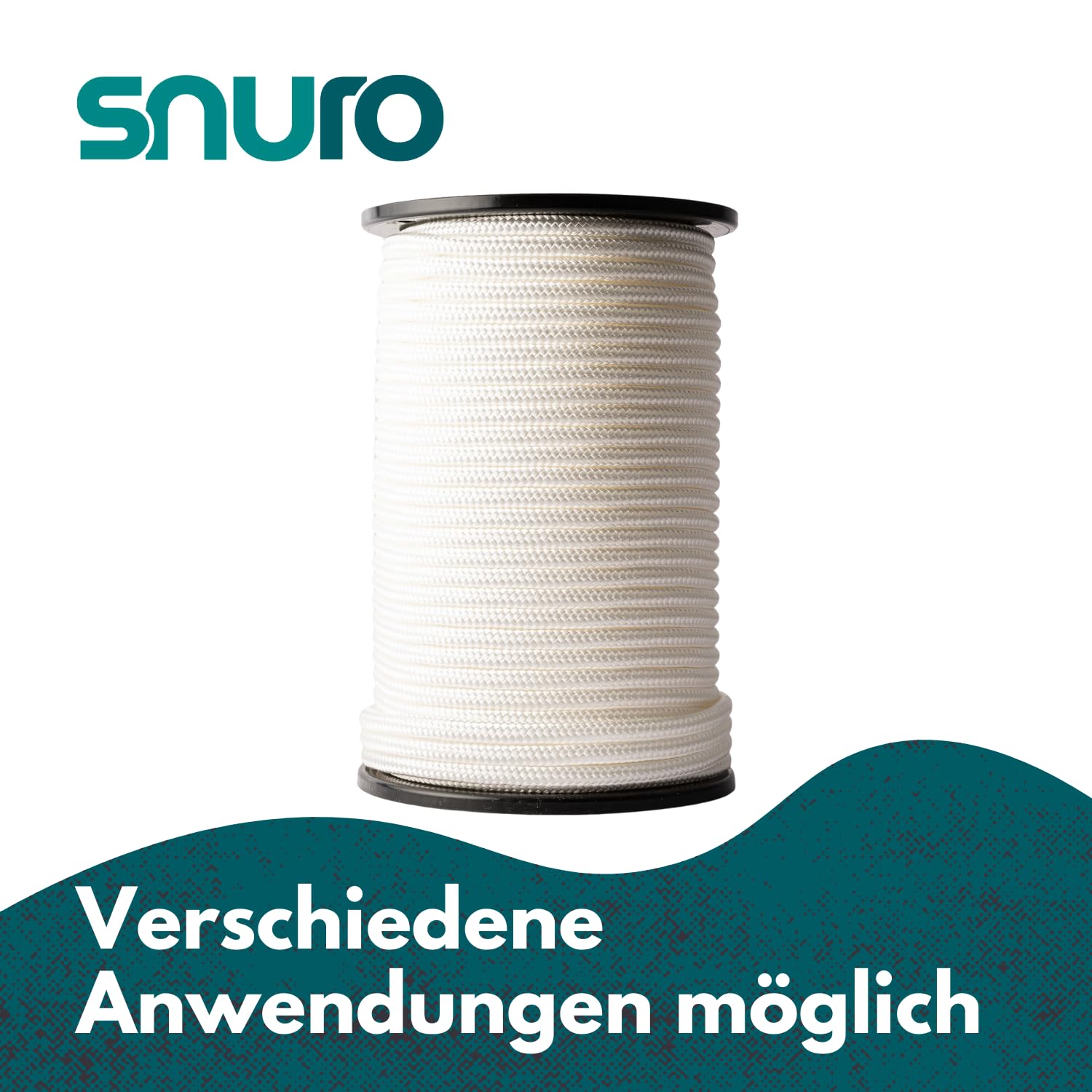 Nylon Seil (10mm, 100M, Weiß) - Dickes Paracord Schnurr aus robustem, geflochtenem Polyamid - Verschleißfest und stark - Bruchkraft 1703kg