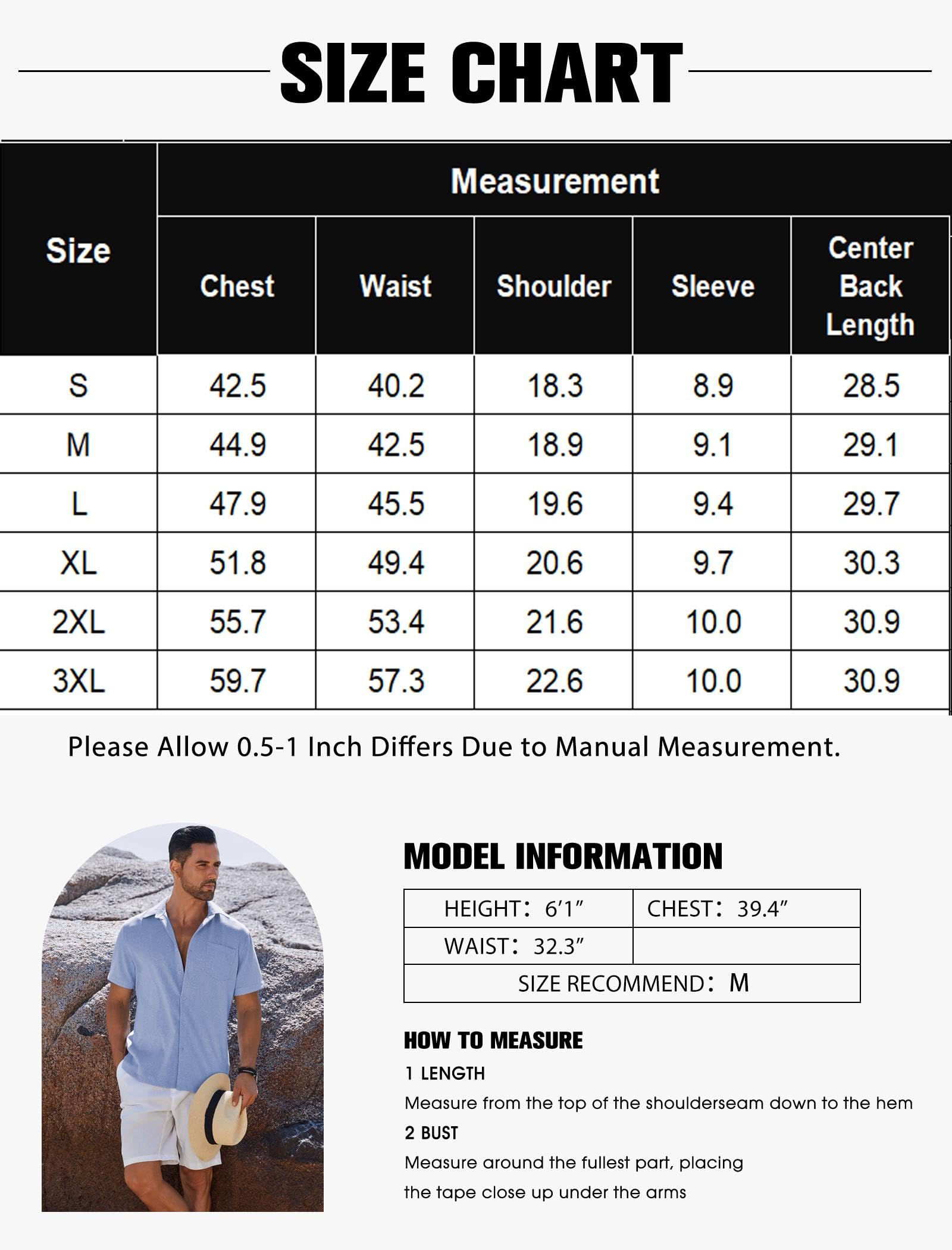 Coofandy Chemises à Manches Courtes avec Boutons pour Homme - Chemise d'été décontractée en Lin avec Poche