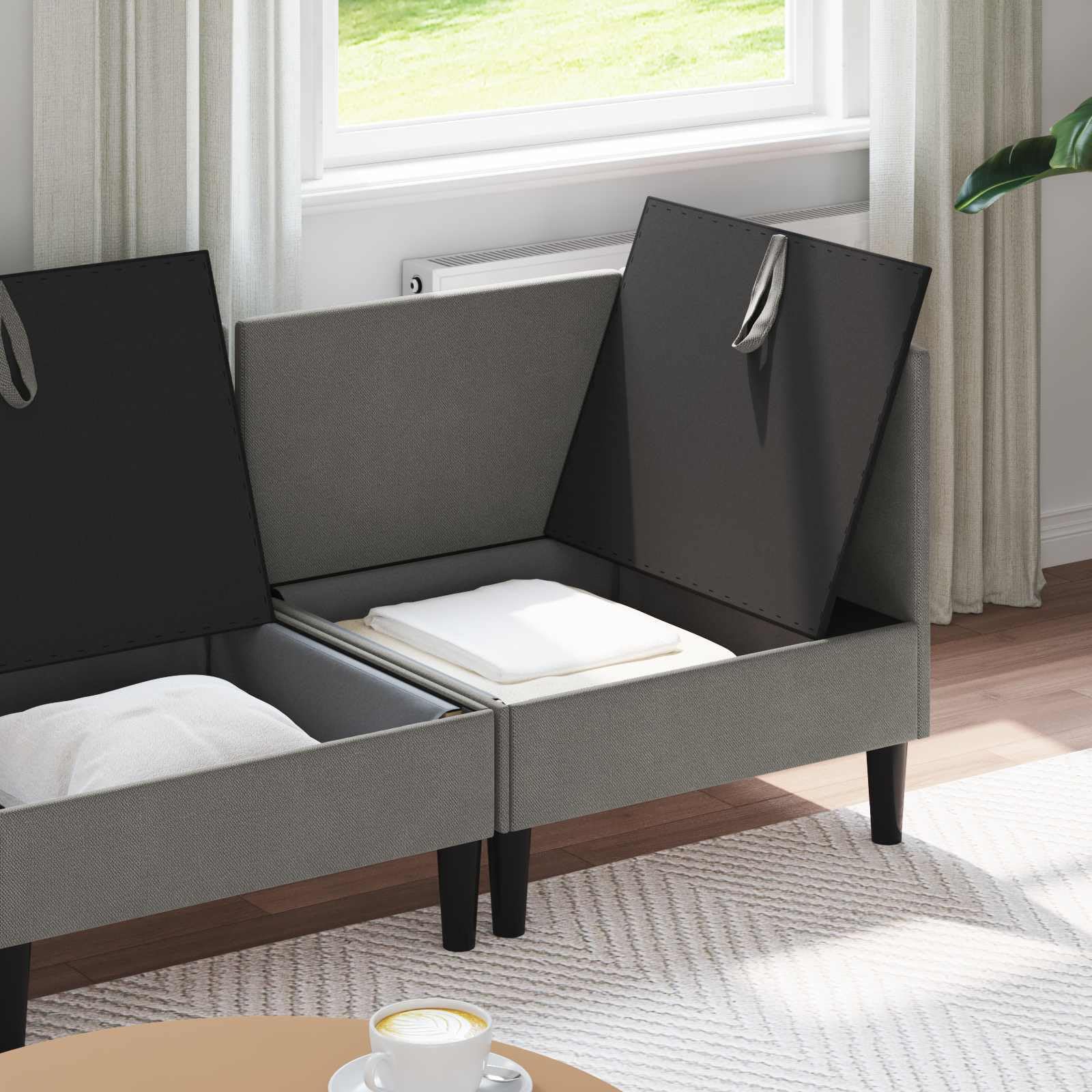 Juego de Muebles de salón 4 uds. Gris Oscuro Tela,67.6kg-3413804