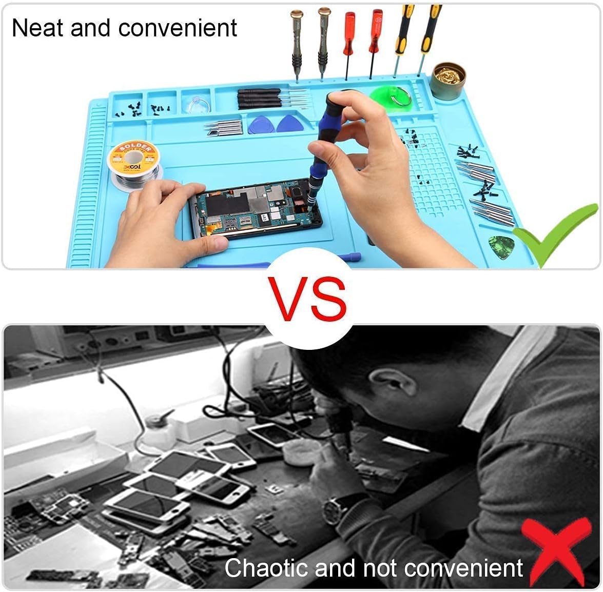 XOOL 80 in 1 Precision Screwdriver Set & Heat Insulation Silicone Repair Mat(17.79''×11.69''), Professional Electronics Repair Tool Kit for Repair Cell Phone, iPhone, iPad, Watch, Tablet, PC, MacBook : Electronics