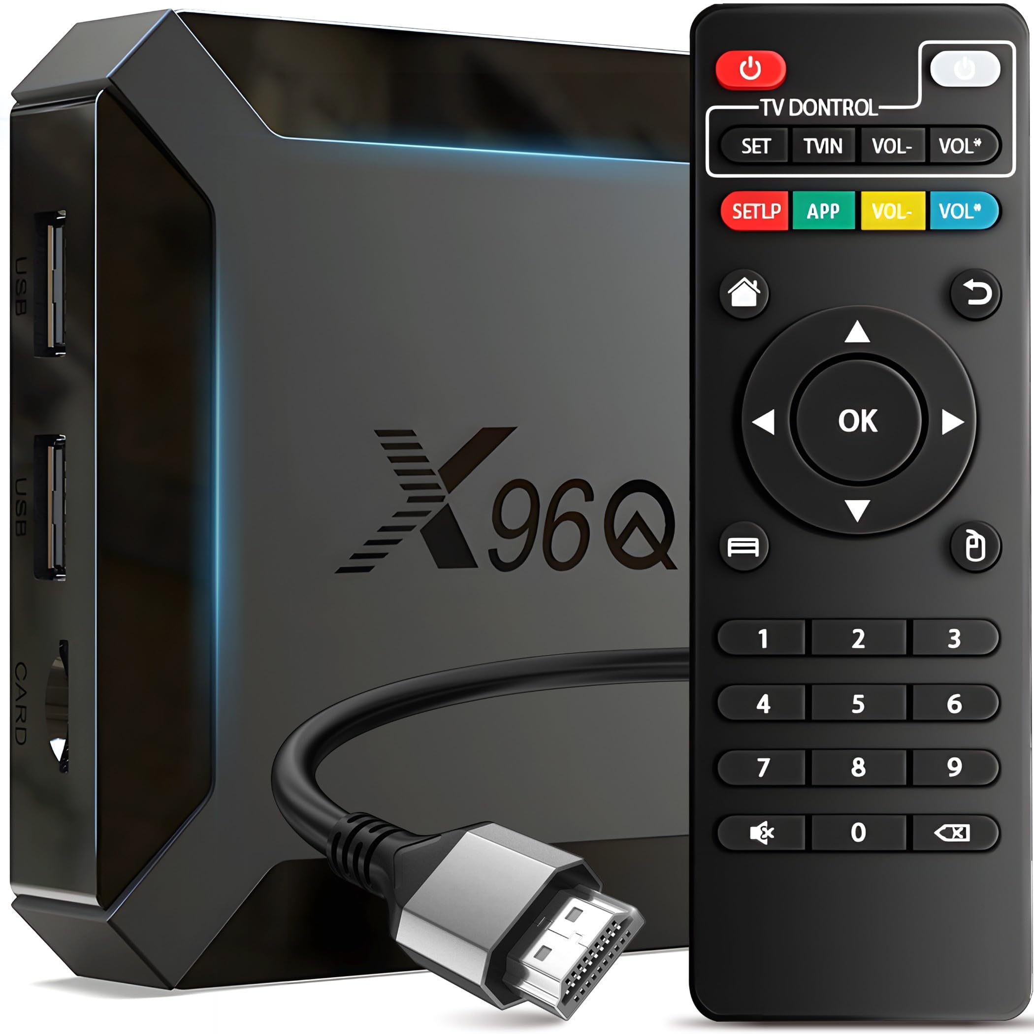 Retoo X96Q HD 4K Android 8.1 Smart TV Box con HDMI 2.0, WiFi, LAN, 16 GB y mando a distancia, Ultra HD Streaming Media Player 1080p, color negro