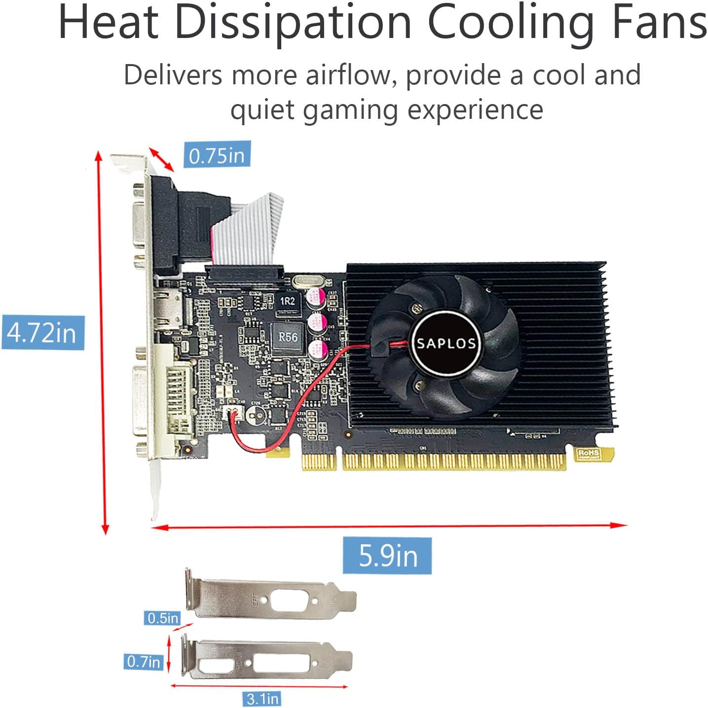 GeForce GT 710 2GB Scheda video profilo basso, DRR3 64-bit, VGA, HDMI, DVI, Scheda grafica PC, PCI Express x8, supporto 2K, DirectX 12 GeForce GT 710 2GB Scheda video profilo basso, DRR3 64-bit, VGA, HDMI, DVI, Scheda grafica PC, PCI Express x8, supporto 2K, DirectX 12