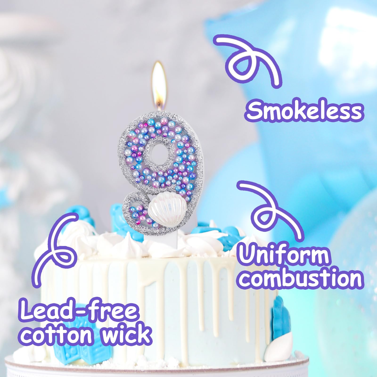 Yiran Bougies D'anniversaire Sirène Bleue Pour Gâteau Avec