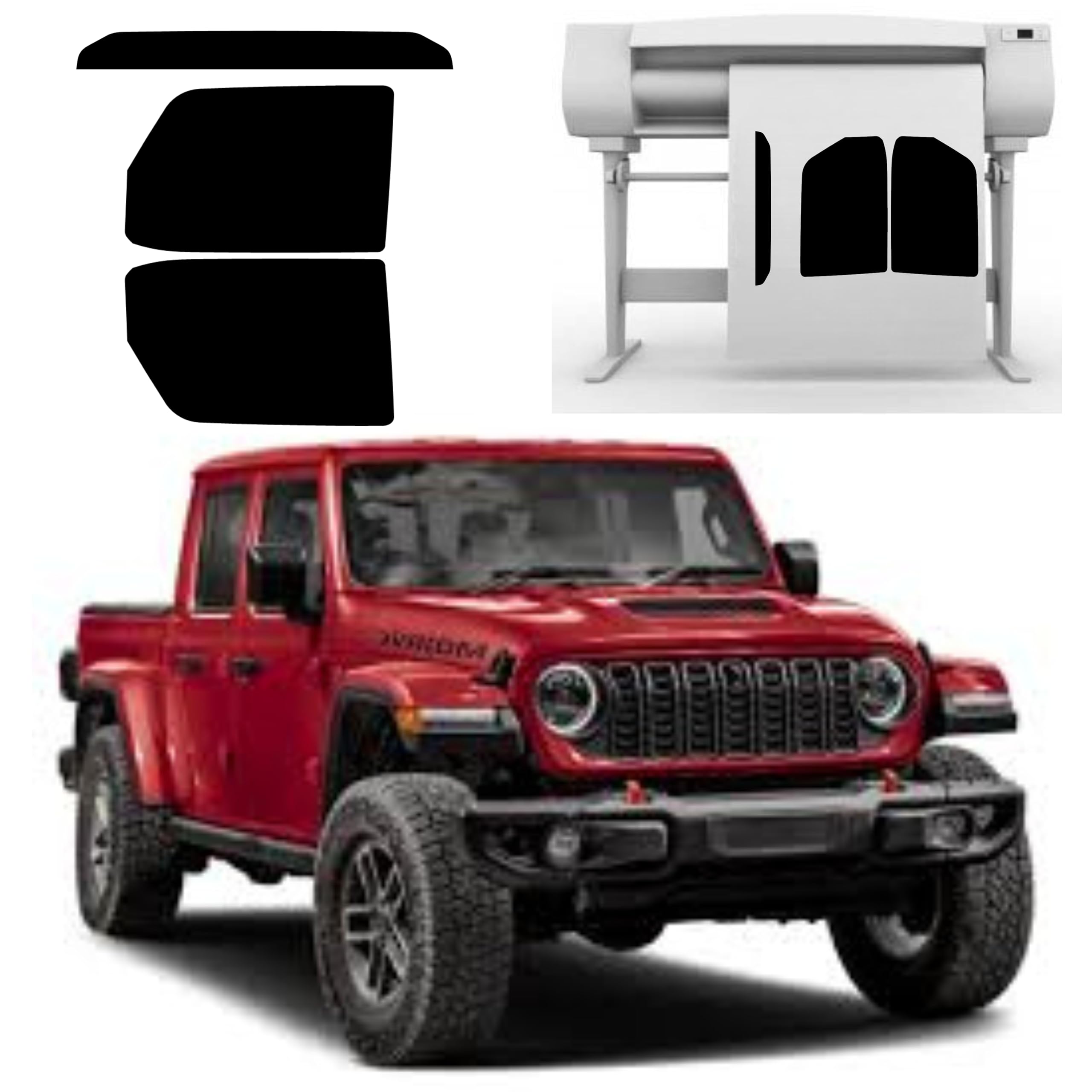 Precut Premium Nano Carbon Professional Window Tint Fits Jeep Gladiator 2020-2026 2 Fronts and Brow Precut Film Factory Fit for Gladiator for Maximum