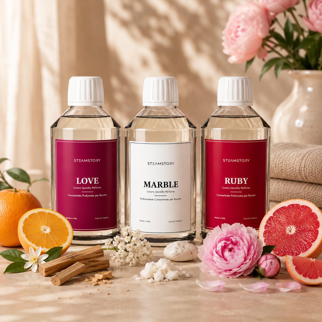 Lot de parfums de toilette de luxe Love - Lot de 3 parfums chauds et romantiques avec amour, rubis et marbre - 3 x 250 ml
