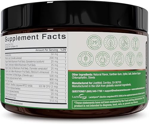 Miniatura 7 de Live Conscious Beyond Greens Concentrated Superfood Powder - Matcha Flavor w/Chlorella, Echinacea, Probiotics for Immune Support & Energy - 30