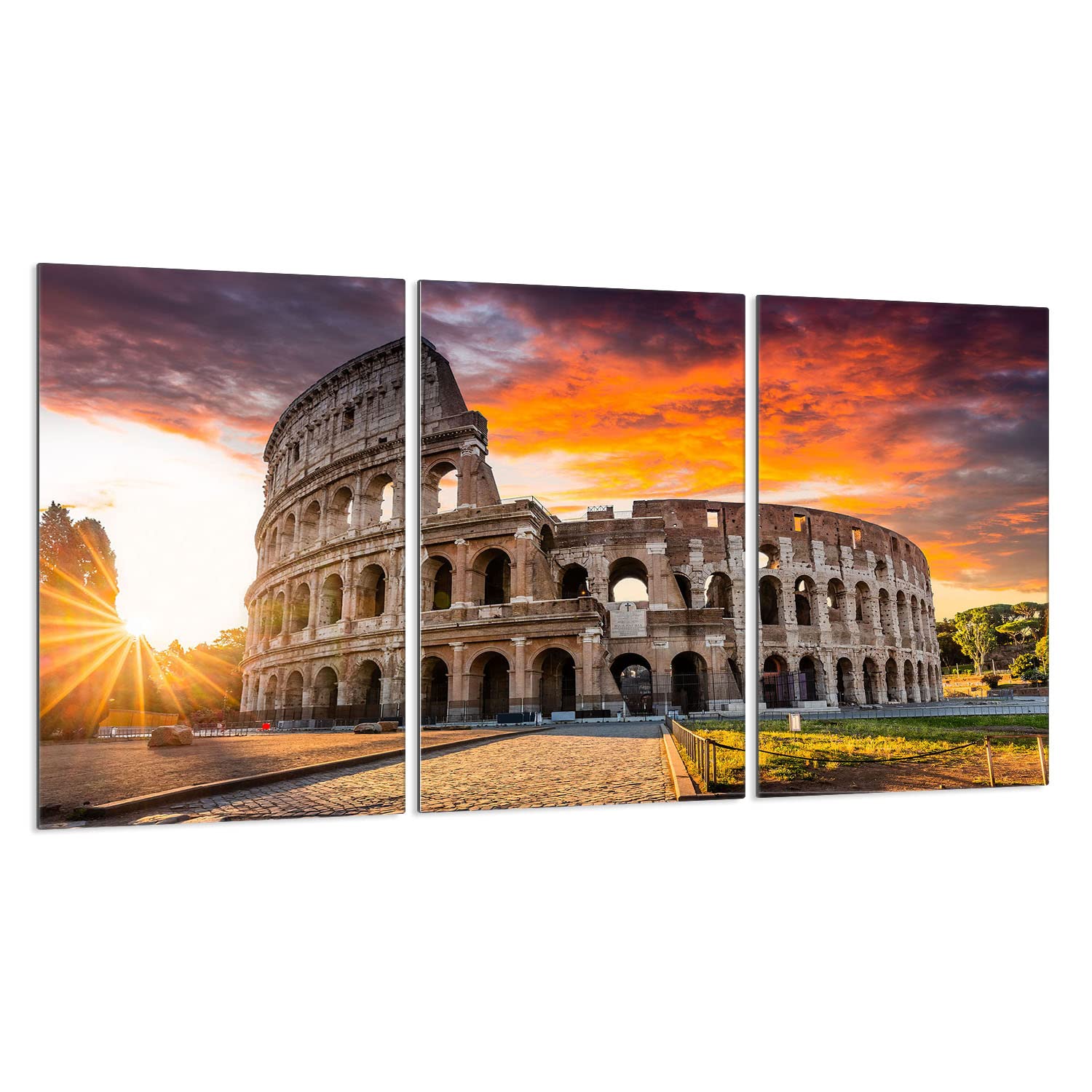 Piastre di copertura per piano cottura in ceranfeld 3 pezzi 30 x 52 cm | copertura per piano cottura cottura elettrico a induzione | paraschizzi | tagliere in vetro | Panorama del Colosseo
